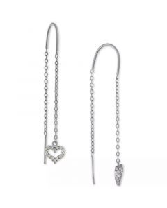 Cubic Zirconia Heart Threader Earrings, Created for Macy's