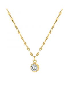 Cubic Zirconia Bezel Solitaire Pendant Necklace in 18k Gold-Plated Sterling Silver, 16" + 2" extender, Created for Macy's