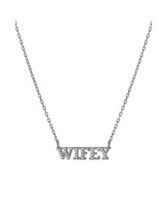 Cubic Zirconia Wifey Pendant Necklace in Sterling Silver, 16" + 2" extender, Created for Macy's