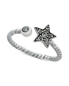 Cubic Zirconia Star & Bezel Cuff Ring in Sterling Silver, Created for Macy's