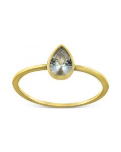 Cubic Zirconia Pear Bezel Ring in 18k Gold-Plated Sterling Silver, Created for Macy's