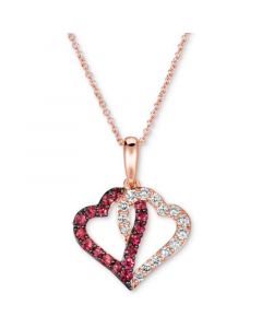 Passion Ruby (1/3 ct. t.w.) & Nude Diamond (1/3 ct. t.w.) Interlocking Hearts 18" Pendant Necklace in 14k Rose Gold