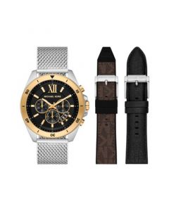 Men's Brecken Chronograph Stainless Steel Mesh Bracelet Watch and Interchangeable Strap Set 45mm