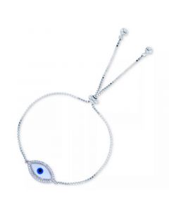 Cubic Zirconia & Enamel Evil Eye Bolo Bracelet