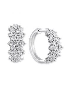 EFFY® Diamond Cluster Hoop Earrings (1 ct. t.w.) in 14k White Gold (Also available in in 14k Two-Tone Gold)