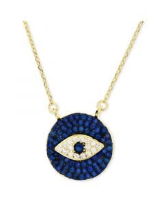 Cubic Zirconia & Enamel Evil Eye 18" Pendant Necklace in 14k Gold-Plated Sterling Silver