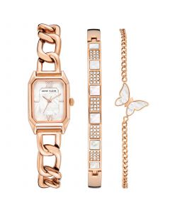 Women's Rose Gold-Tone Titanium Alloy Chain Link Bracelet Watch, 20.4 x 31mm Gift Set