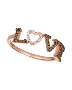 Chocolate Diamond (1/10 ct. t.w.) & Vanilla Diamond Accent Love Ring in 14k Rose Gold