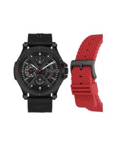 Men's Multi-Function Silicon Strap Watch Gift Set 48mm