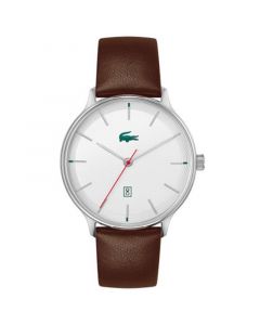 Men's Lacoste Club Brown Leather Strap Watch 42mm