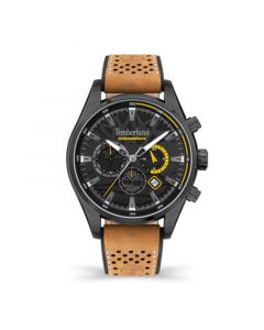 Men's Aldridge Chronograph 3 Eyes Date Wheat Leather Strap Watch 46mm