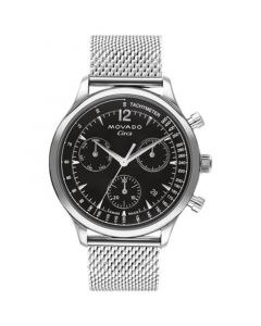 Men's Swiss Chronograph Heritage Series Circa Stainless Steel Mesh Bracelet Watch 43mm