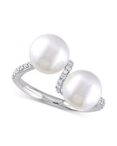 Cultured Freshwater Pearl (8mm) & Diamond (1/5 ct. t.w.) Duo Ring in 10k White Gold