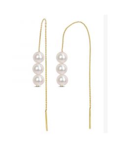 Cultured Freshwater Pearl (6 - 6-1/2mm) Threader Earrings in 10k Gold