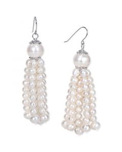 Cultured Freshwater Baroque Pearl (4-1/2 - 11mm) Tassel Drop Earrings in Sterling Silver