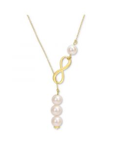 Cultured Freshwater Pearl (8-9mm) Infinity 18" Lariat Necklace in 18k Gold-Plated Sterling Silver