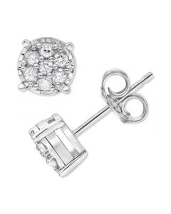 Diamond Mini Cluster Stud Earrings (1/10 ct. t.w.) in 10k White Gold