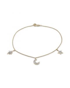 Diamond Moon & Stars Charm Ankle Bracelet (1/10 ct. t.w.) in 10k Gold, Created for Macy's