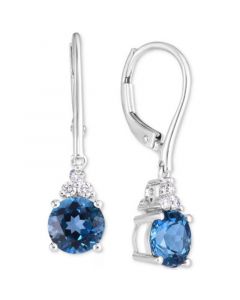 Garnet (3 ct. t.w.) & Diamond (1/8 ct. t.w.) Leverback Drop Earrings in 14k Gold (Also in London Blue Topaz & Amethyst)