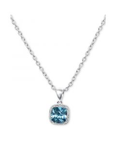 Blue Topaz Cushion Solitaire 18" Pendant Necklace (1-1/2 ct. t.w.) in Sterling Silver