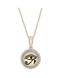 Diamond Eye of Horus Medallion Pendant Necklace (1/4 ct. t.w.) in 14k Gold-Plated Sterling Silver 10k Gold, 16" + 2" extender, Created for Macy's