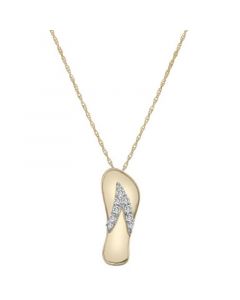 Diamond Flip Flop Sandal Pendant Necklace (1/8 ct. t.w.) in 10k Gold, 16" + 2" extender, Created for Macy's