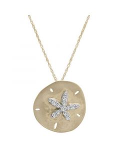 Diamond Starfish Sand Dollar Pendant Necklace (1/6 ct. t.w.) in 10k Gold, 16" + 2" extender, Created for Macy's