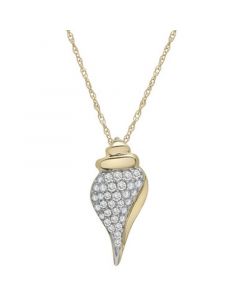 Diamond Conch Shell Pendant Necklace (1/6 ct. t.w.) in 10k Gold, 16" + 2" extender, Created for Macy's