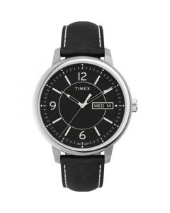 Men's Chicago Black Leather Watch 45mm