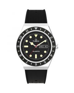 Men's Q Diver Black Synthetic Watch 38mm