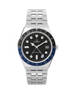 Men's Q GMT Stainless Steel Bracelet Watch 38mm