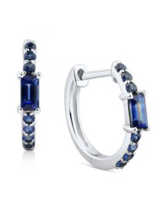 Sapphire Extra Small Hoop Earrings (1/2 ct. t.w.) in 14k White Gold, 0.43"