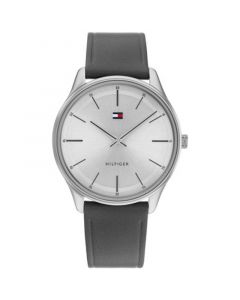 Men's Gray Leather Strap Watch 40mm