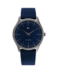 Men's Blue Leather Strap Watch 40mm