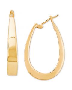 Polished Oval Hoop Earrings in 14k Gold, 1-1/3"