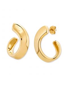 Polished Spiral Hoop Earrings in 14k Gold, 1"