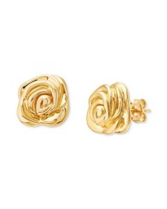 Polished Rose Stud Earrings in 14k Gold