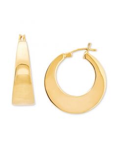 Polished Graduated Round Hoop Earrings in 14k Gold, 1"