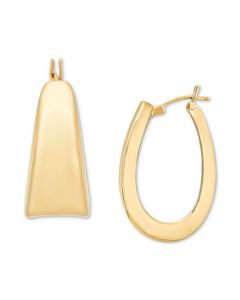 Polished Graduated Oval Hoop Earrings in 14k Gold, 7/8"