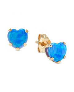 Blue Opal Heart Stud Earrings (2 ct. t.w.) in 14k Gold