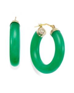 Jade Hoop Earrings in 14k Gold (27-1/2mm)