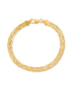 Braided Herringbone Link 7-1/2" Bracelet in 14k Gold-Plated Sterling Silver, Created for Macy's