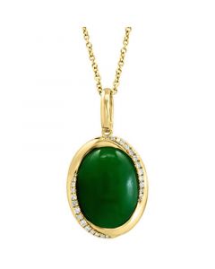 EFFY® Dyed Jade & Diamond (1/8 ct. t.w.) 18" Pendant Necklace in 14k Gold