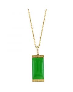 EFFY® Dyed Jade & Diamond Accent Rectangle 18" Pendant Necklace in 14k Gold