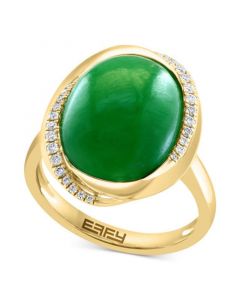 EFFY® Dyed Jade & Diamond (1/8 ct. t.w.) Ring in 14k Gold