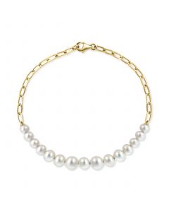 EFFY® Cultured Freshwater Pearl (5-7mm) Chain Link Bracelet in 14k Gold