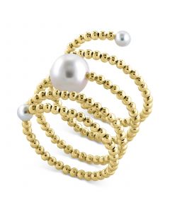 EFFY® Cultured Freshwater Pearl (3 - 3-1/2mm & 8 - 8-1/2mm) Beaded Coil Ring in 14k Gold