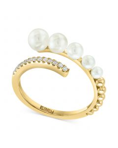 EFFY® Cultured Freshwater Pearl (2-1/2 - 4-1/2mm) & Diamond (1/10 ct. t.w.) Bypass Ring in 14k Gold