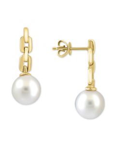 EFFY® Cultured Freshwater Pearl (10mm) Chain Link Drop Earrings in 14k Gold