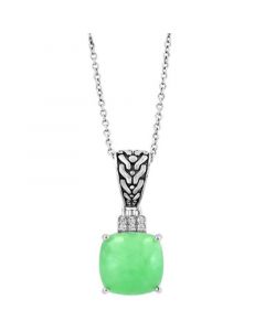 EFFY® Dyed Green Jade & Diamond Accent 18" Pendant Necklace in Sterling Silver